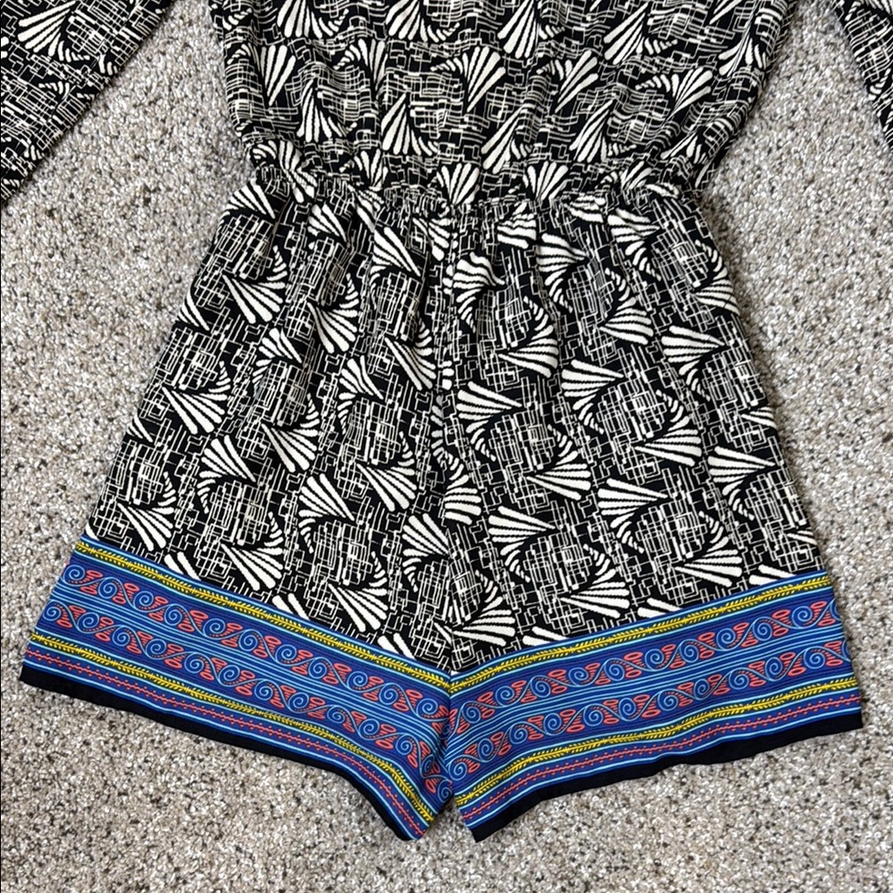 Lush Black and Blue Patterned Romper Small - Picture 9 of 14